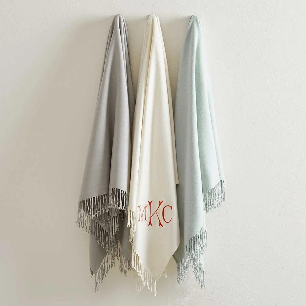 Pottery Barn Hand-Knotted Fringe Throw Blanket